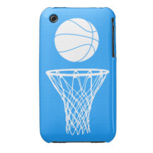 iPhone 3 Basketball Silhouette White on Blue iPhone 3 Cover
