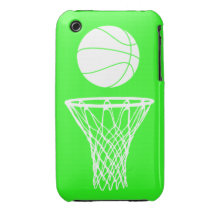 iPhone 3 Basketball Silhouette White on Green iPhone 3 Cases