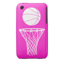 iPhone 3 Basketball Silhouette White on Pink iPhone 3 Case-Mate Case