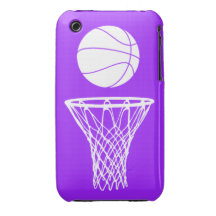 iPhone 3 Basketball Silhouette White on Purple iPhone 3 Cover