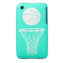 iPhone 3 Basketball Silhouette White on Turquoise iPhone 3 Case