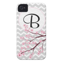 iPhone 4/4S de monogramme de fleurs de cerisier et Coque iPhone 4 Case-Mate