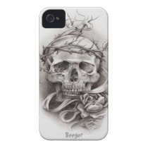 Iphone 4 bt - Skull with Crown of Thorns Iphone 4 Cover