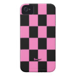 Iphone 4 ID - Pink and Black Chequerboard iPhone 4 Case