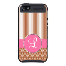 iPhone 5 Case Custom Monogram, Brown Pattern