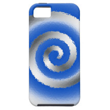 iphone 5 case - silver blue spiral