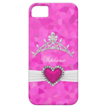 iPhone 5 Princess Silver Tiara Hot Pink Bejeweled iPhone 5 Cases