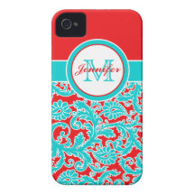 iPhone bleu, rouge, blanc décoré d'un monogramme 4 Coques iPhone 4 Case-Mate