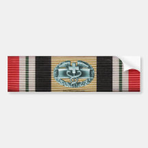 Iraq Campaign Medal Ribbon & CMB Sticker Bumper Sticker