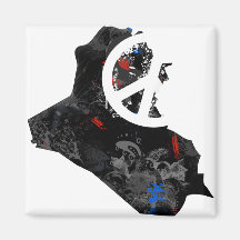 Iraq Trendy Peace Sign with Iraqi map Magnets