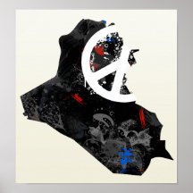 Iraq Trendy Peace Sign with Iraqi map Print