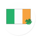 "Ireland Flag and Clover" Round Sticker