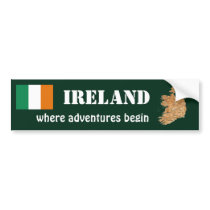 Ireland Flag + Map Bumper Sticker