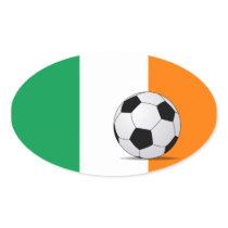 Ireland Flag with Soccer Ball Oval Sticker