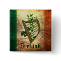 Ireland Harp Flag Digital Art Button