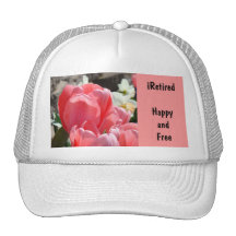 iRetired Hats Pink White Happy Free Retired Spring