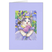 Iris Kitten Blank Note Card