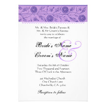 Iris Purple Flowers Wedding Damask Announcements