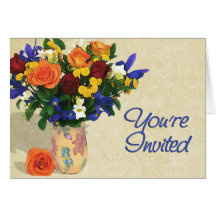 Iris & Rose Arrangement Greeting Card