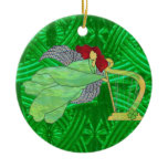 Irish Angel and Harp in Stained Glass Christmas Ornament