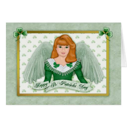 Irish Angel & Banner - Verse Inside Greeting Card