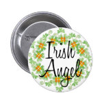 Irish Angel Shamrock Wreath Button