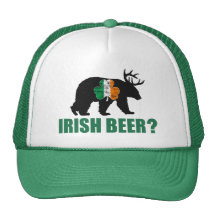 Irish Beer?  Ireland Flag Shamrock Bear Deer Hat