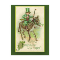 Irish Boy on Donkey St. Patrick's Day Cards Postcards