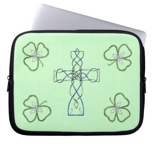 Irish Celtic Shamrock Knot Cross Laptop Sleeve Zazzle