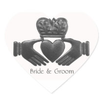 Irish Claddagh Heart shaped Love Symbol Heart Stickers