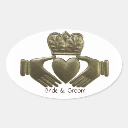 Irish Claddagh Oval Gold Wedding Seals Oval Stickers