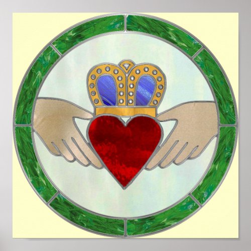 Poster featuring the classic Claddagh design which includes a crown 