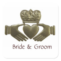 Irish Claddagh Square Gold Wedding Seals Sticker