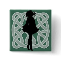 Irish Dancer Celtic Green Button