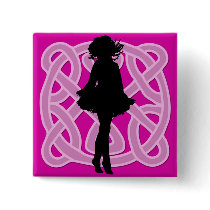 Irish Dancer Celtic Hot Pink Button