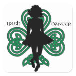 Irish Dancer Hardshoe/Forest Green Heart Shamrock Square Stickers