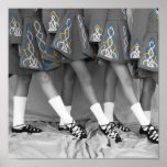 Irish Dancers Black and White Colour Embroidery