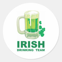 Irish Drinking Team Round Stickers