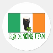 Irish Drinking Team St Patricks or St Paddys Flag. Round Stickers