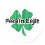 Irish Feckin Eejit Round Stickers
