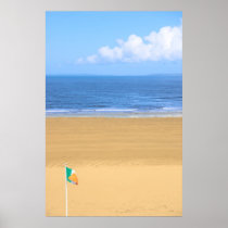 irish flag waving on the beach poster