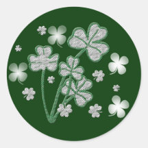 Irish floral clover round sticker