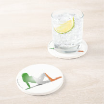 Irish Girl Silhouette Flag Drink Coasters