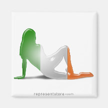Irish Girl Silhouette Flag Magnets