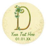 Irish Gold Monogram D Round Sticker