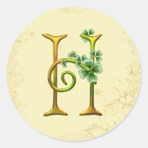 Irish Gold Monogram H Stickers