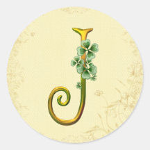 Irish Gold Monogram J Stickers