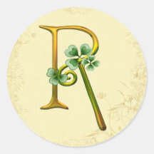 Irish Gold Monogram R Round Stickers