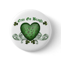 Irish heart Erin Go Bragh green heart Button