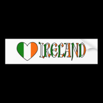 Irish Heart Flag & Word Ireland bumper stickers